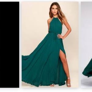 Lulu's essence of style teal green maxi dress